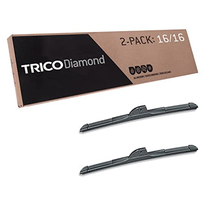Diamond 16" + 16" Super Premium Automotive Replacement Windshield Wiper Blades (16" + 16" Pair Pack / Ultimate)