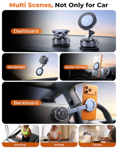 Vacuum Magnetic Car Phone Holder for Magsafe (Black)