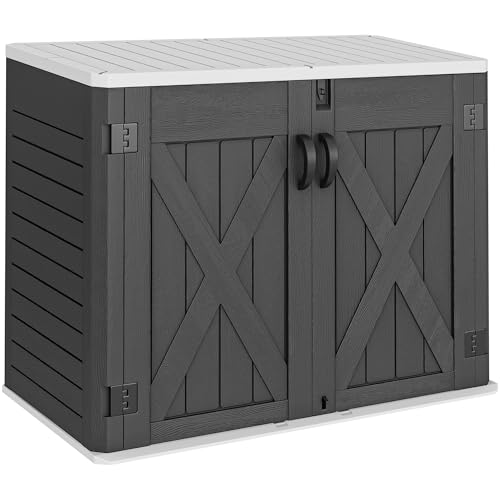 Outdoor Resin Storage Sheds with X (X-Shaped-4.3x3.4ft / Dark Gray)