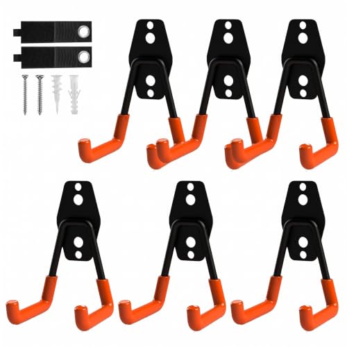6 Pack Small Square Heavy Duty Garage Hooks (Orange / Small Square-6pcs)