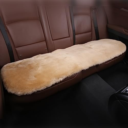 Genuine Sheepskin Car Rear Seat Rear Cover for Fuzzy Fur Wool Cushion (Honey Beige)