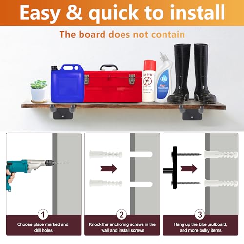 2 Pack Steel Wall Mount Double Garage Storage Hooks (2pc Upgraded Square tube hooks -14")