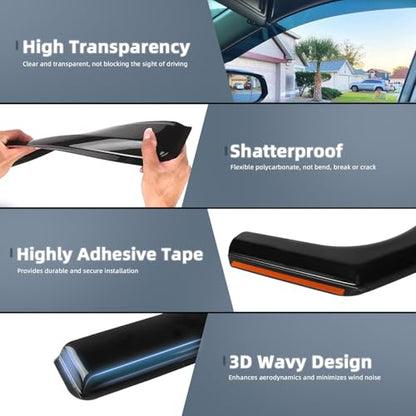 4PCS in Channel Window Visors Rain Guards for Jeep Compass 2017 (For 2017-2024 Compass)