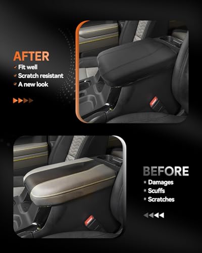 for 2024 2025 2026 GMC Sierra EV Center Console Cover Armrest Box Cover Sierra EV Accessories Console Arm Rest Protector (GMC Sierra EV Thin Black leather)