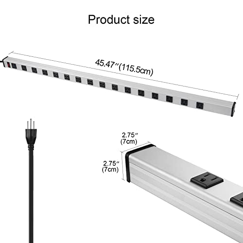 Long Heavy Duty Metal Power Strip (10FT / Silver)