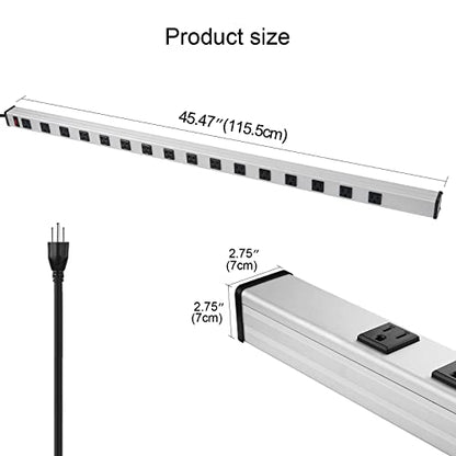 Long Heavy Duty Metal Power Strip (10FT / Silver)