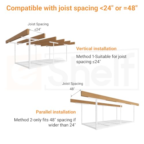 4x8ft Overhead Ceiling Garage Storage Rack (White / 4x8ft)