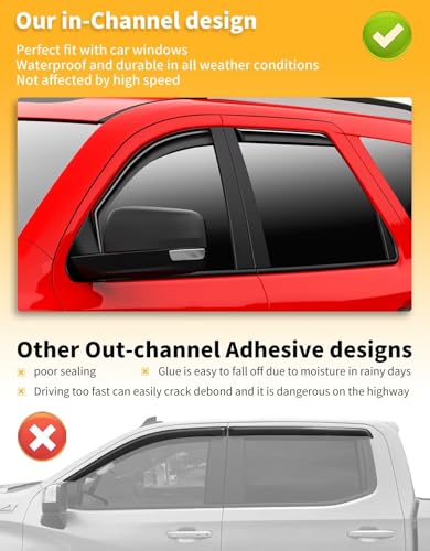 in Channel Window Visors Rain Guards for Dodge Durango 2011 (Fit for 2011-2026 Dodge Durango)