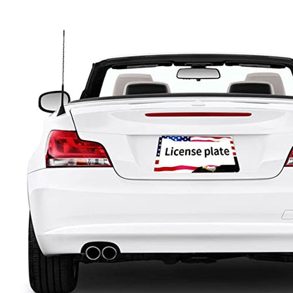 American Flag License Plate Frame American Flag License Plate Holder America Eagle License Plate Frame Covers US Car Tag Frame Stainless Aluminum 2 Pack 2 Holes Decorative 2 Pcs Set for Men (Eagle Flag License Plate Frames / 12.3 x 6.3)