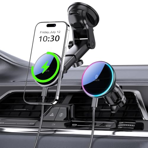 for Mag Safe Car Mount Charger Dash Windshield Vent Magnetic Phone Holder (Black)