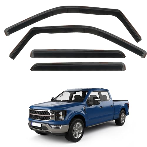 4 PCS in Channel Rain Guards Fit for 2021 2022 2023 2024 2025 2026 Ford F150 SuperCrew (For 21-26 Ford F150 SuperCrew)