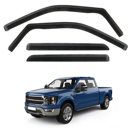4 PCS in Channel Rain Guards Fit for 2021 2022 2023 2024 2025 2026 Ford F150 SuperCrew (For 21-26 Ford F150 SuperCrew)