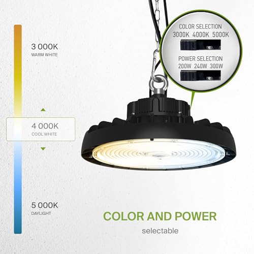 300W LED High Bay UFO Lighting (Black)