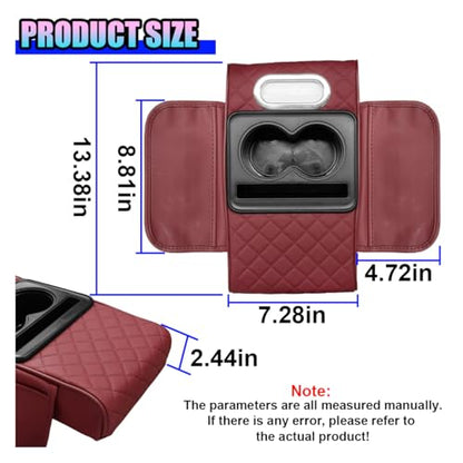 Leather Car Center Console Cover (Burgundy)