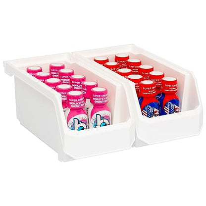 Medium Stackable Plastic Storage Bins (White / Medium, 8-Pack)