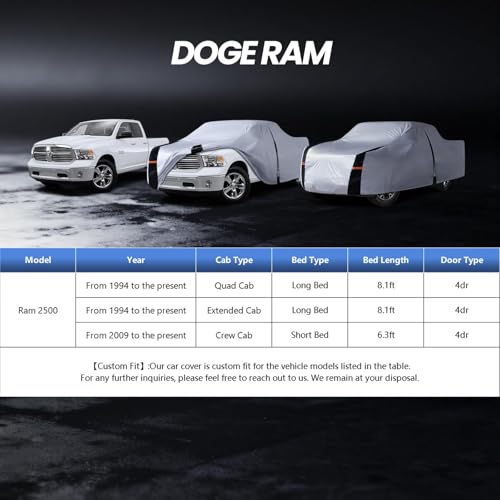 Multi Layer Ram 2500HD Truck Cover (Ram 2500HD 2002-2026 Mega/Quad Cab LB+Towel+Bag / White Truck Cover)