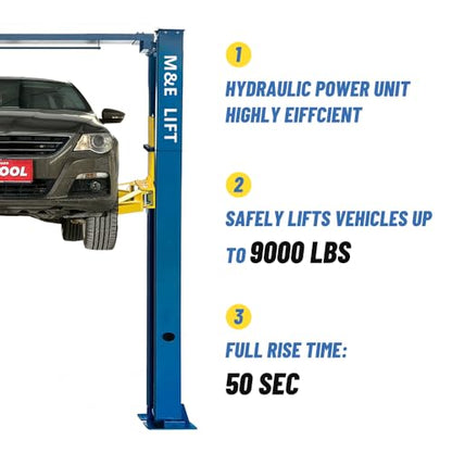 ME 9000lbs 2 Post Lift Clearfloor Lifts Max. Lifting Height 74.8" 2 Post Car Lift Auto Lift Car Hoist for Home Shop Garage (ME-M90-220V)