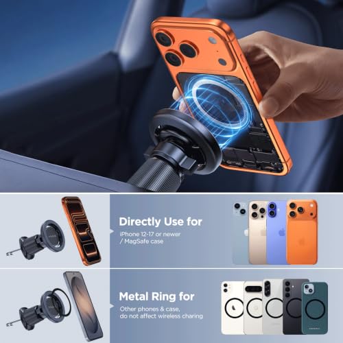 Car Phone Holder for Magsafe [Strong Magnets] Magnetic Phone Holders for Your Car (Carbon Fiber Black)