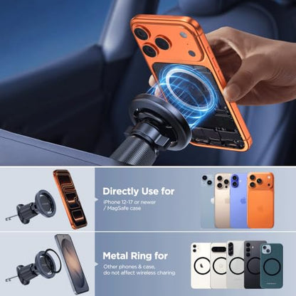 Car Phone Holder for Magsafe [Strong Magnets] Magnetic Phone Holders for Your Car (Carbon Fiber Black)