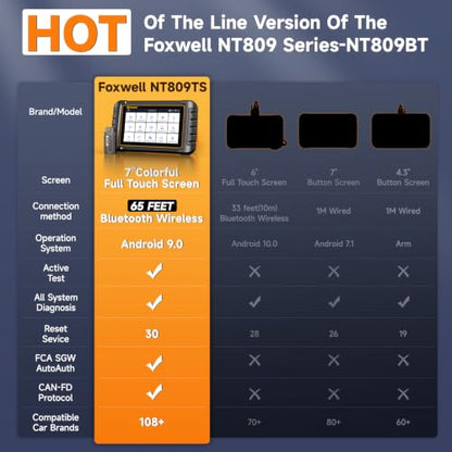 2026 FOXWELL Scanner NT809BT OBD2 Scanner Diagnostic Tool with 30+Resets (NT809BT Bidirectional Scanner Orange)