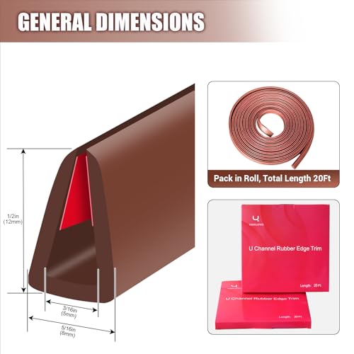 Rubber Edge Trim (Fit 3/16" - L20' / Brown)