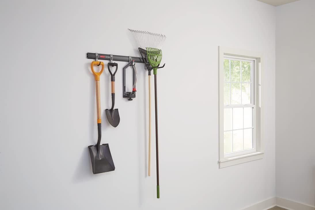 FastTrack Garage Storage Utility Hooks 5 Piece Black All in One Rail Hook Kit and Tool Organizer Heavy Duty for Home
