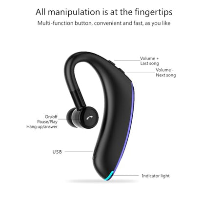 Bluetooth Earpiece Headphone Dual Noise Cancelling Mic Painless Open (Single Ear Headphone F900 Black)