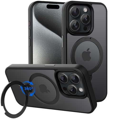 Magnetic Case for iPhone 15 Pro with Stand (6.1" (for iPhone 15 Pro) / Matte Black)
