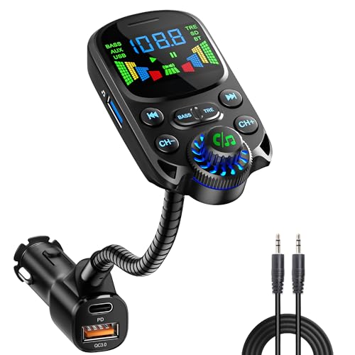 Bluetooth 5.3 FM Transmitter for Car Bluetooth Car Adapter (Beige)