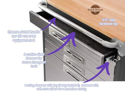 Heavy Duty Rolling Storage Cabinet with Wheels and Drawers (6 Drawer (28" W x 25" D x 34.5" H) / Graphite)