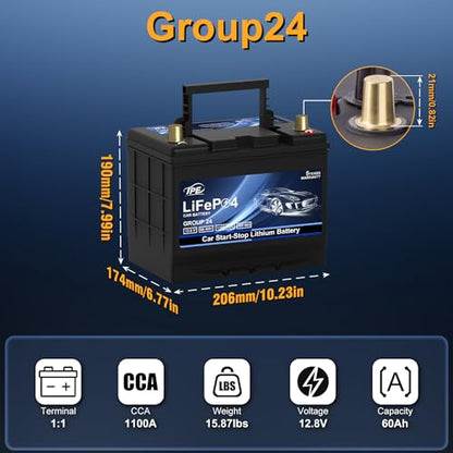 GROUP24 12V 60AH Car Battery High (Group24 Buttons)