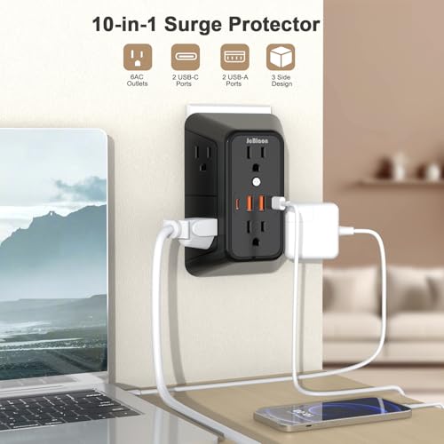 Outlet Extender Surge Protector (Black)