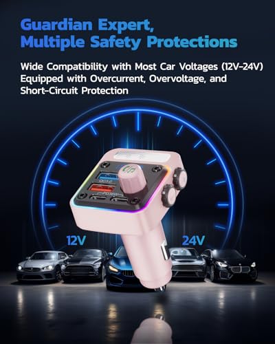 54W Bluetooth 5.3 Car Adapter (Pink)