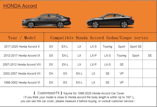 6 Layers Waterproof Car Cover for Honda Accord Sedan (LM-Silver / 33. Custom Fit Honda Accord)