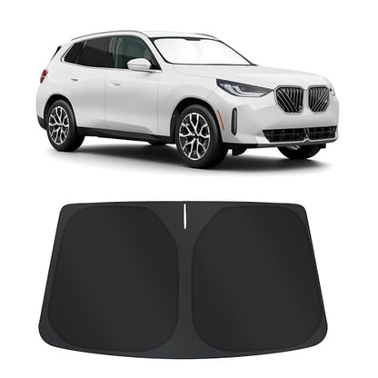 Sun Shade for BMW X3 2025 2026 Accessories Windshield Sun Shade Window Shade UV Rays Protection Sun Visor Cover with Steering Wheel Sunshade Storage Bag (Windshield Sunshade for BMW X3 2025 2026)