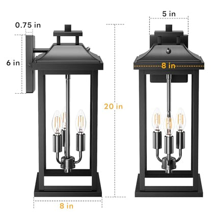 20" Black Dusk to Dawn Large Outdoor Lights for House 2 Pack (Black / 2-Pack/Dusk to Dawn)