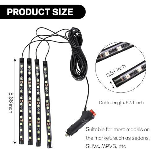 Car LED Strip Light (48 LED,Cigarette Lighter / ice blue)