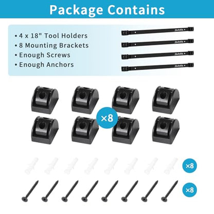 4 Pieces 18" Magnetic Tool Holder Strip (Black 4PC / 18")