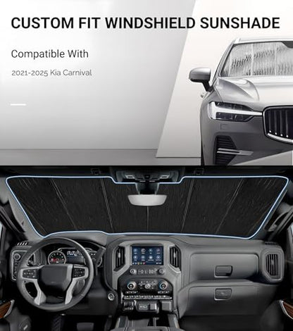 Windshield Sun Shade for Kia Carnival 2021 (Silver Water Ripple)