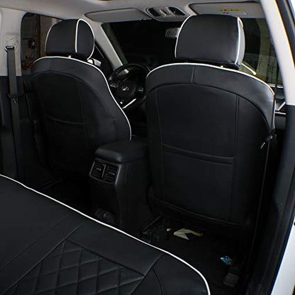 Custom Seat Covers for KIA Sportage 2023 (Black with White Piping / 2023-2026 Sportage (No LX))
