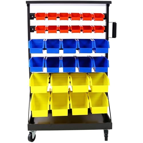 60 Parts Bin Rack Garage Storage Unit 6 Tiers System Steel Shelf with Portable Wheels (6 Tiers)
