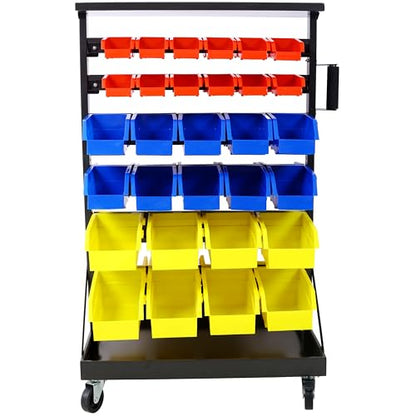 60 Parts Bin Rack Garage Storage Unit 6 Tiers System Steel Shelf with Portable Wheels (6 Tiers)