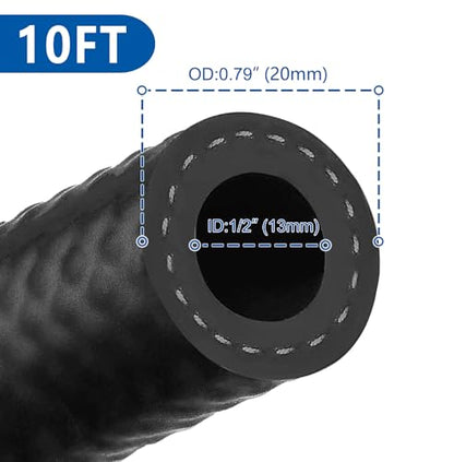 Rubber Fuel Hose Line Push Lock 1 (1/2" ID 10ft)