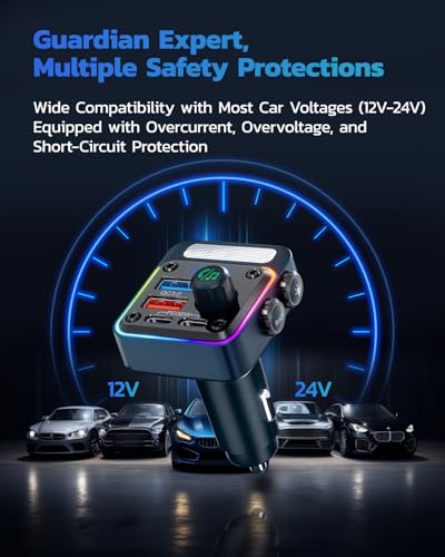 54W Bluetooth 5.3 Car Adapter (Blue)