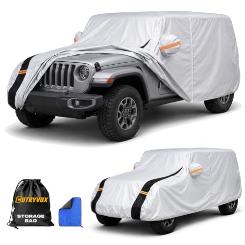 Multi Layer Car Cover Custom Fit for Jeep wrangler 4 Dr (W.Custom Fit Jeep wrangler 4 Door / White Car Cover)