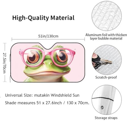 Funny Frog Car Sun Shade Windshield Sunshade Foldable Front Window Shield Cover for Truck SUV (Blue10 / Small)