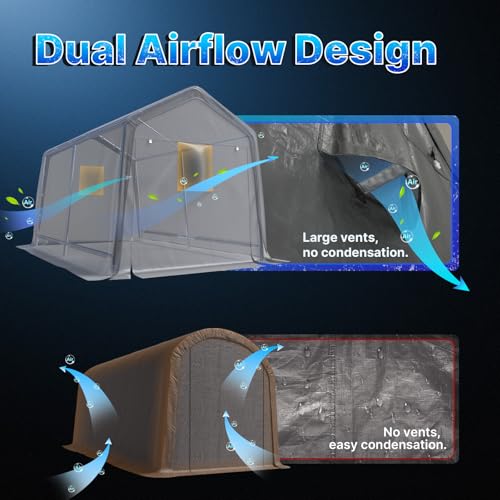 7x12 ft 2 Roll up Doors & Vents Outdoor Portable Storage Shelter Garage Tent Carport for Motorcycle ATV with Heavy Duty Metal Frame and Anti (Dark Gray / 7'x12')