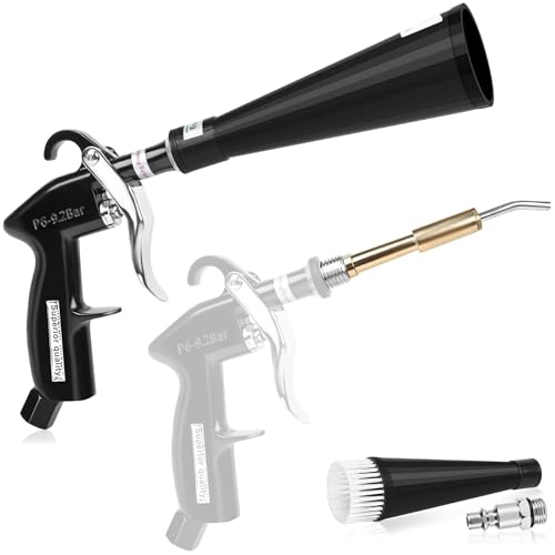 Air Blow Gun Car Detailing Dry Cleaning Gun High Pressure Cleaning Tool (Copper Hose -2 Nozzle / Black)