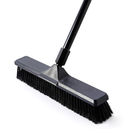 18" Push Broom for Deck Driveway Patio Garage (Black)