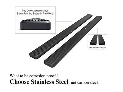 iBoard 5in Running Boards Black for F150 F250 F350 Regular Cab (Stainless Steel Black / 5 Inches)